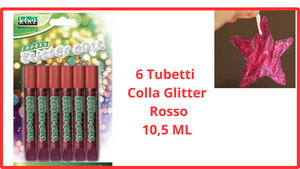 Set 6 Pezzi colla glitterata rossa lebez per natale scuola glitter con brillantini creatività lavoretti creativi per bambini