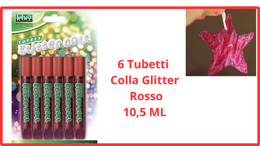 Set 6 Pezzi colla glitterata rossa lebez per natale scuola glitter con brillantini creatività lavoretti creativi per bambini