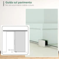 Porta Scorrevole in Vetro Smerigliato e Satinato con Binario e Maniglia per Bagno Cucina 210cm