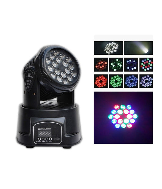 Led Mini Moving Head Light Luce 18x3w Raggio Rgb La Lampada Party Feste         