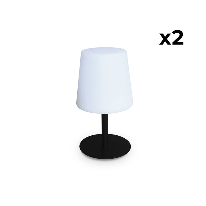 Set di 2 lampada da tavolo led per interni/esterni, nero