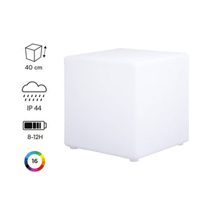 Lampada a cubo led colore bianco con batteria ricaricabile, multicolor