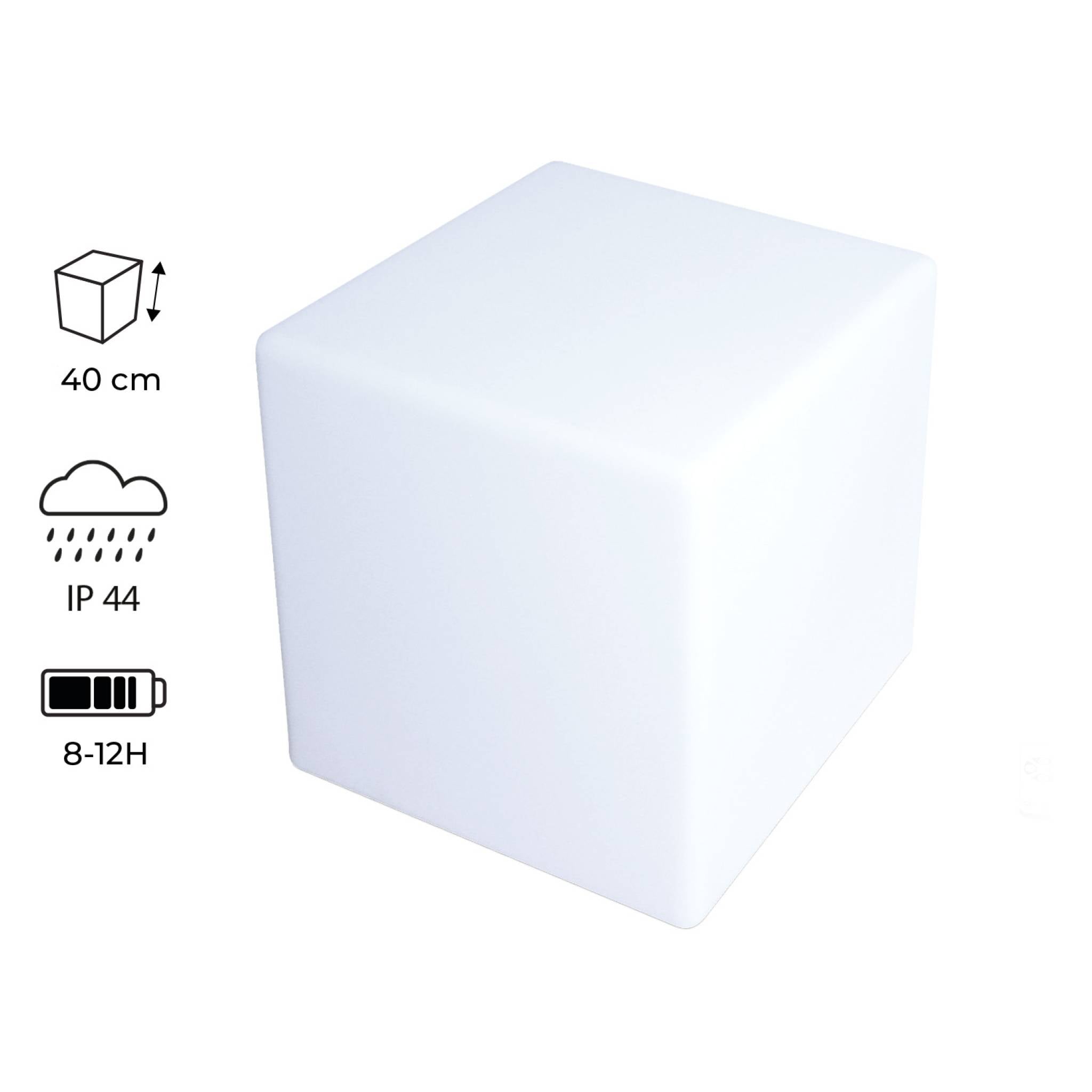 Lampada a cubo led colore bianco con batteria ricaricabile, bianco