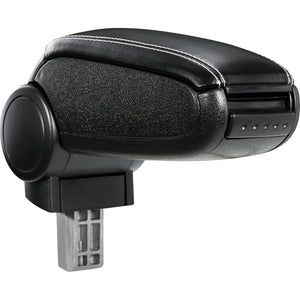 [pro.tec] Bracciolo centrale per Volkswagen Polo VI - Rivestimento in similpelle nero con cuciture bianche - con vano