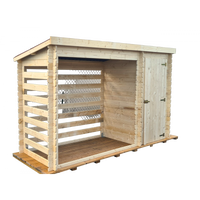 Legnaia multiuso in legno massello 325x120 cm  con zona chiusa e deposito laterale  pareti 20 mm  RB3312 Foresta