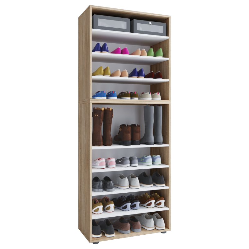 Legno Max Scarpiera H183 L70 P37 cm Mobile Porta Scarpe Salvaspazio con Ripiani Regolabili Colore Noce