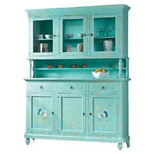 Cristalliera 3 porte 3 cassetti shabby vintage verde consumato
