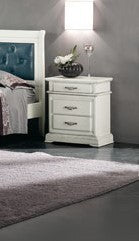 Comodino 3 cassetti laccato bianco l.57 p.38 h.66