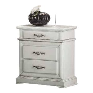 Comodino 3 cassetti laccato bianco l.57 p.38 h.66