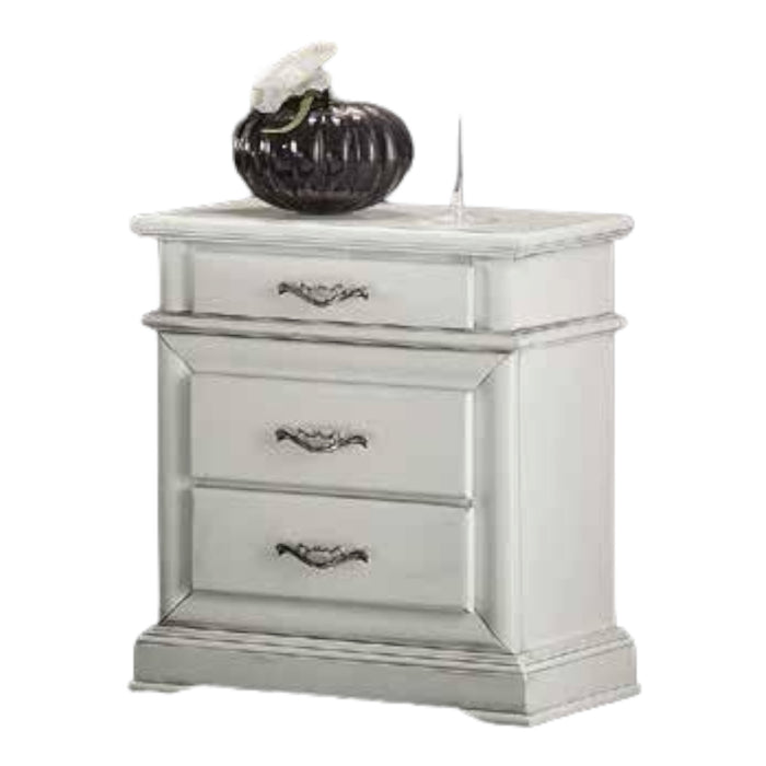 Comodino 3 cassetti laccato bianco l.57 p.38 h.66