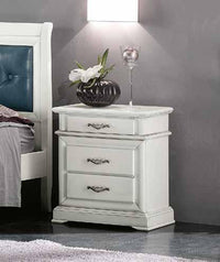 Comodino 3 cassetti laccato bianco l.57 p.38 h.66