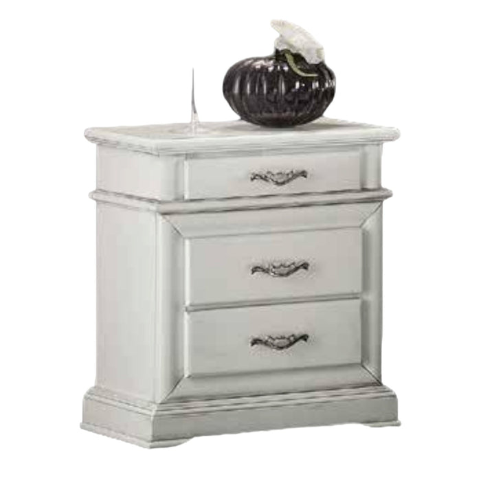 Comodino 3 cassetti laccato bianco l.57 p.38 h.66