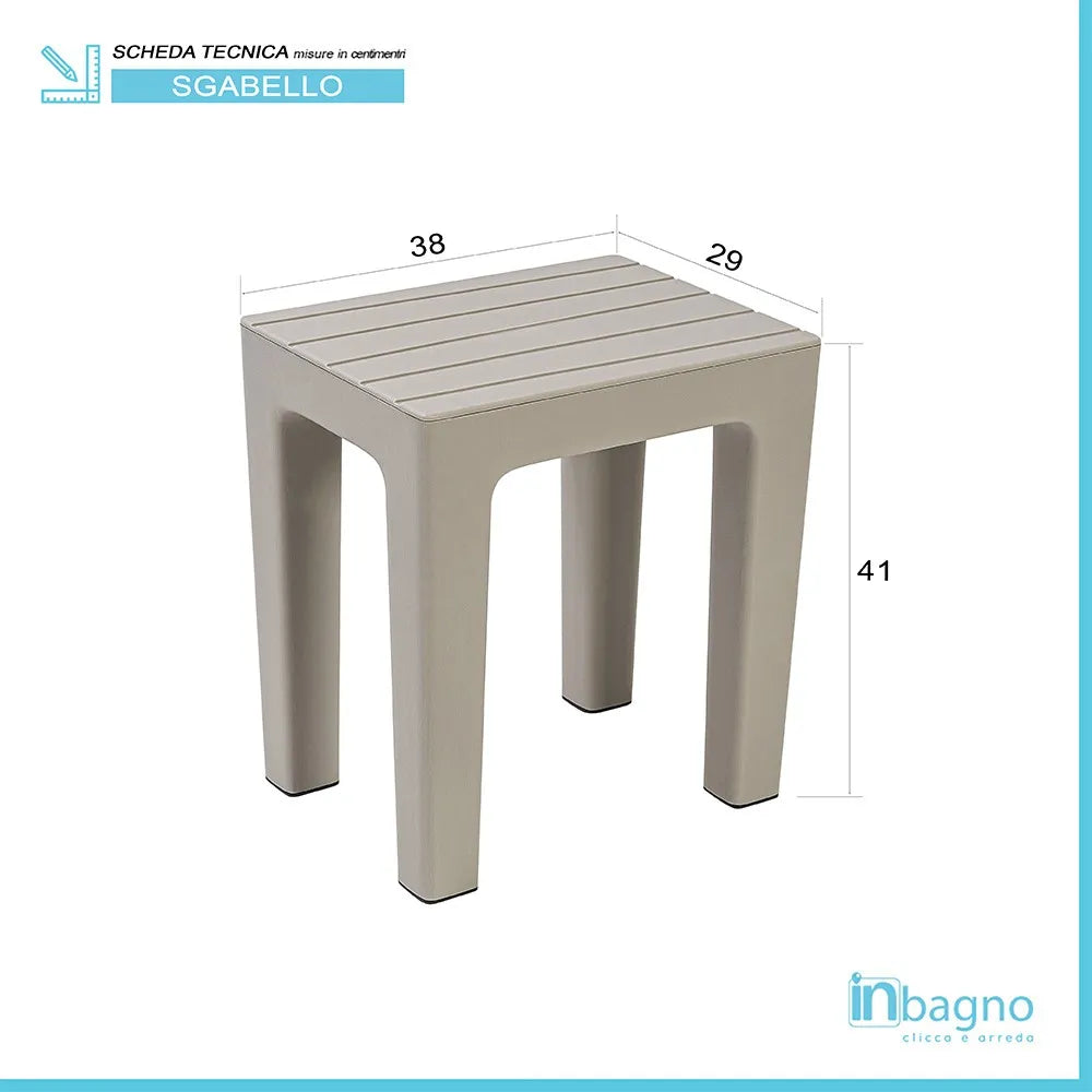 Lello lo sgabello multiuso ad alta resistenza tortora con effetto legno