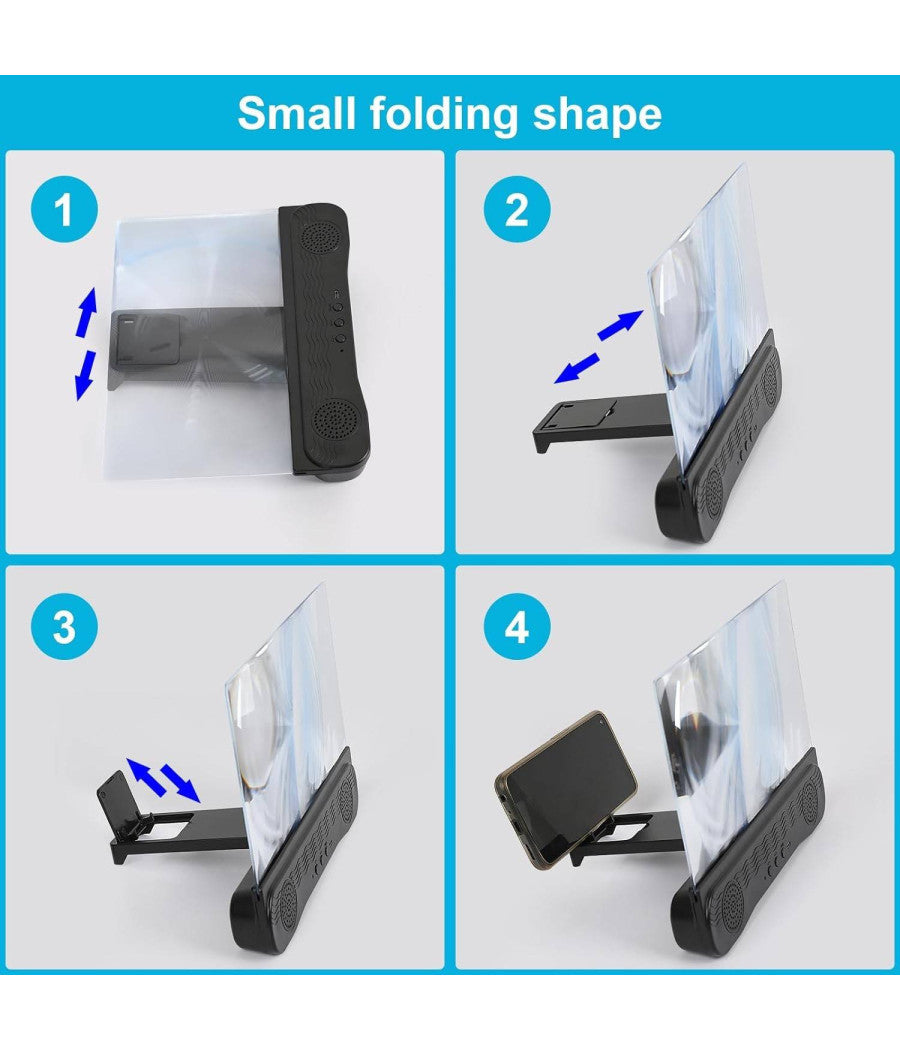 Lente 3d Amplificatore Audio E Video Per Smartphone Da 12" Ingrandimento Schermo         