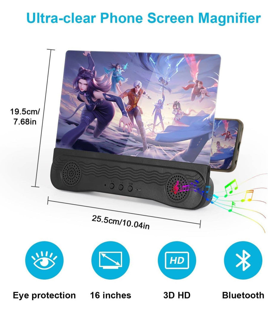 Lente 3d Amplificatore Audio E Video Per Smartphone Da 12" Ingrandimento Schermo         