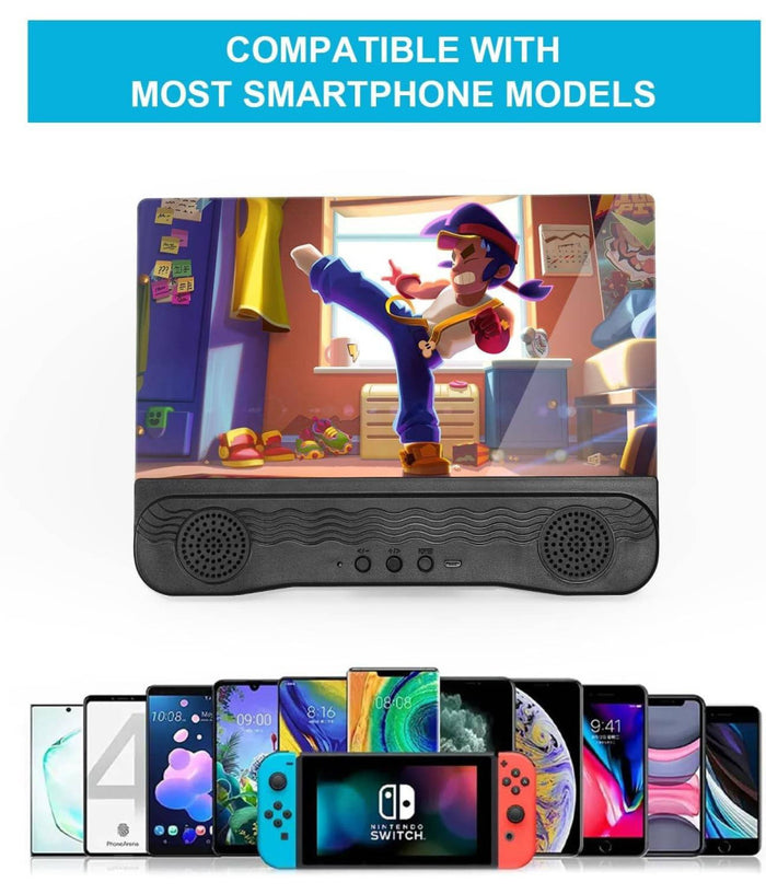 Lente 3d Amplificatore Audio E Video Per Smartphone Da 12" Ingrandimento Schermo         