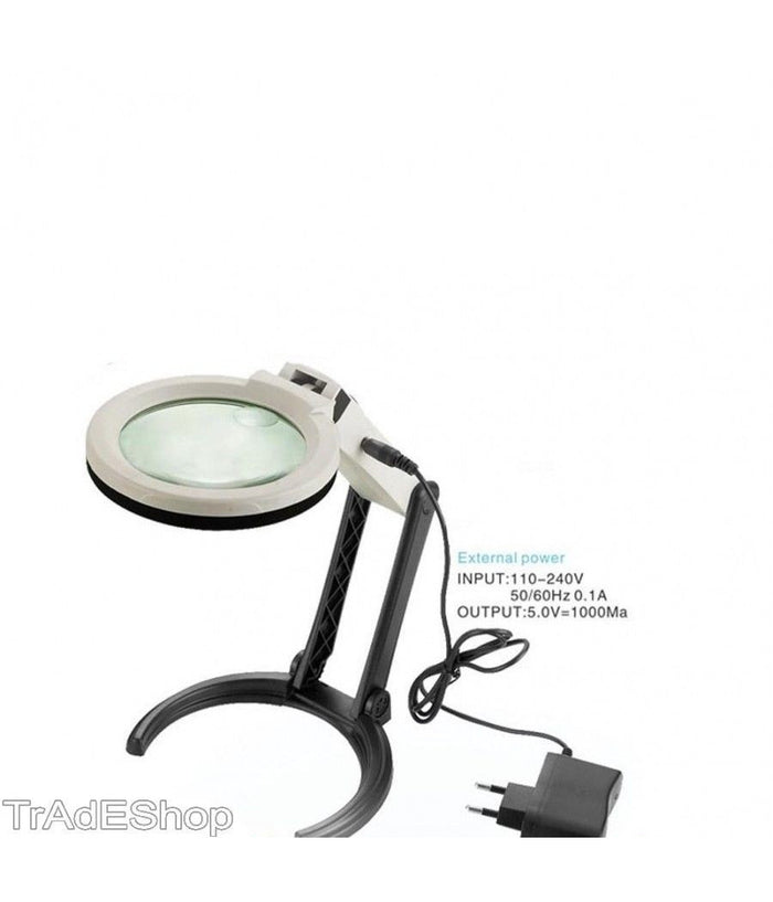 Lente Di Ingrandimento Da Tavolo Lampada Con 10 Led Portatile 120 Mm A 28mm         