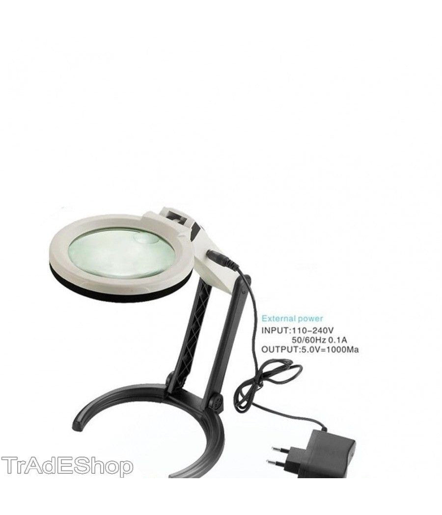 Lente Di Ingrandimento Da Tavolo Lampada Con 10 Led Portatile 120 Mm A 28mm         