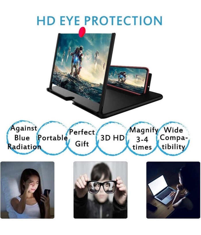 Lente Di Ingrandimento Schermo 12" 3d Per Cellulare Smartphone Guardare Video Film         