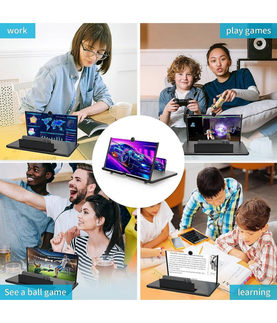 Lente Di Ingrandimento Schermo 12" 3d Per Cellulare Smartphone Guardare Video Film         