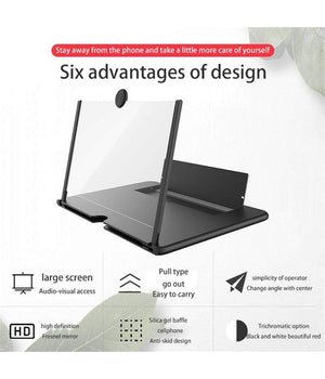 Lente Di Ingrandimento Schermo 12" 3d Per Cellulare Smartphone Guardare Video Film         
