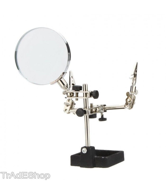 Lente Ingrandimento Con Pinze Da Tavolo Tool Riparazioni Saldature Orientabile         