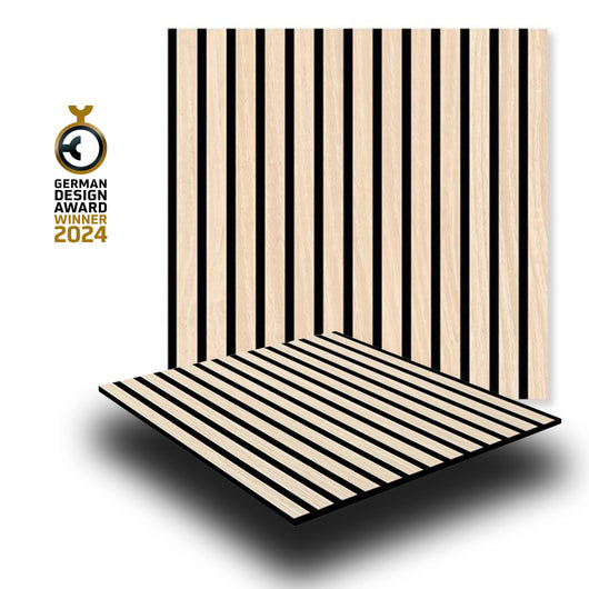 JANGAL Parete acustica a pannelli Modulabile LAMELLI 52x52cm rivestiti vero ROVERE mod. LETEA OAK