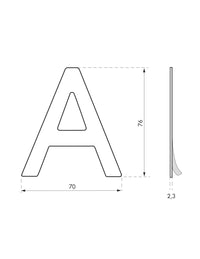 Targa Lettera A in acciaio inox H.76mm adesivo - THIRARD