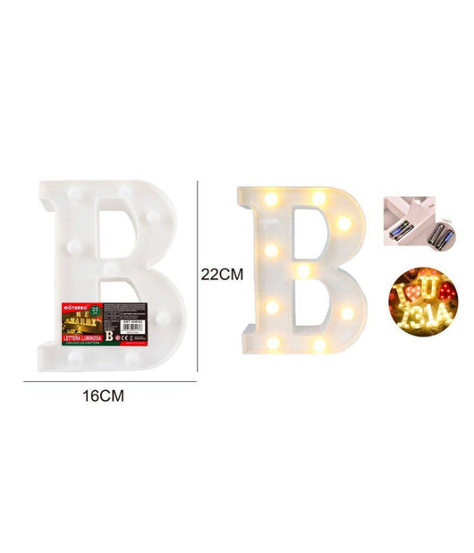 Lettera B Luminosa Con Luci Led A Batteria Decorazioni Per La Casa Dim. 22 Cm         