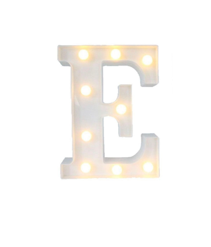Lettera E Luminosa Con Luci Led A Batteria Decorazioni Per La Casa Dim. 22 Cm         