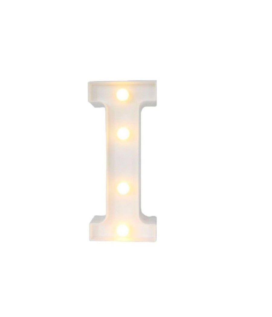 Lettera I Luminosa Con Luci Led A Batteria Decorazioni Per La Casa Dim. 22 Cm         