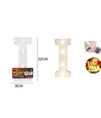 Lettera I Luminosa Con Luci Led A Batteria Decorazioni Per La Casa Dim. 22 Cm         