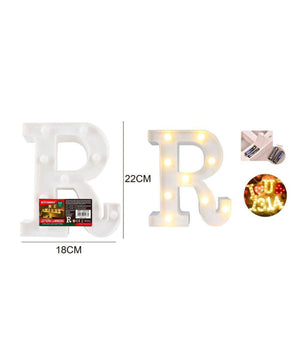 Lettera R Luminosa Con Luci Led A Batteria Decorazioni Per La Casa Dim. 22 Cm         