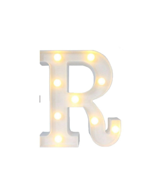 Lettera R Luminosa Con Luci Led A Batteria Decorazioni Per La Casa Dim. 22 Cm         