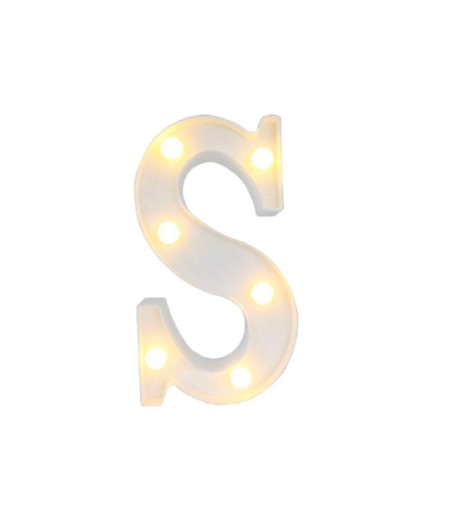 Lettera S Luminosa Con Luci Led A Batteria Decorazioni Per La Casa Dim. 22 Cm         