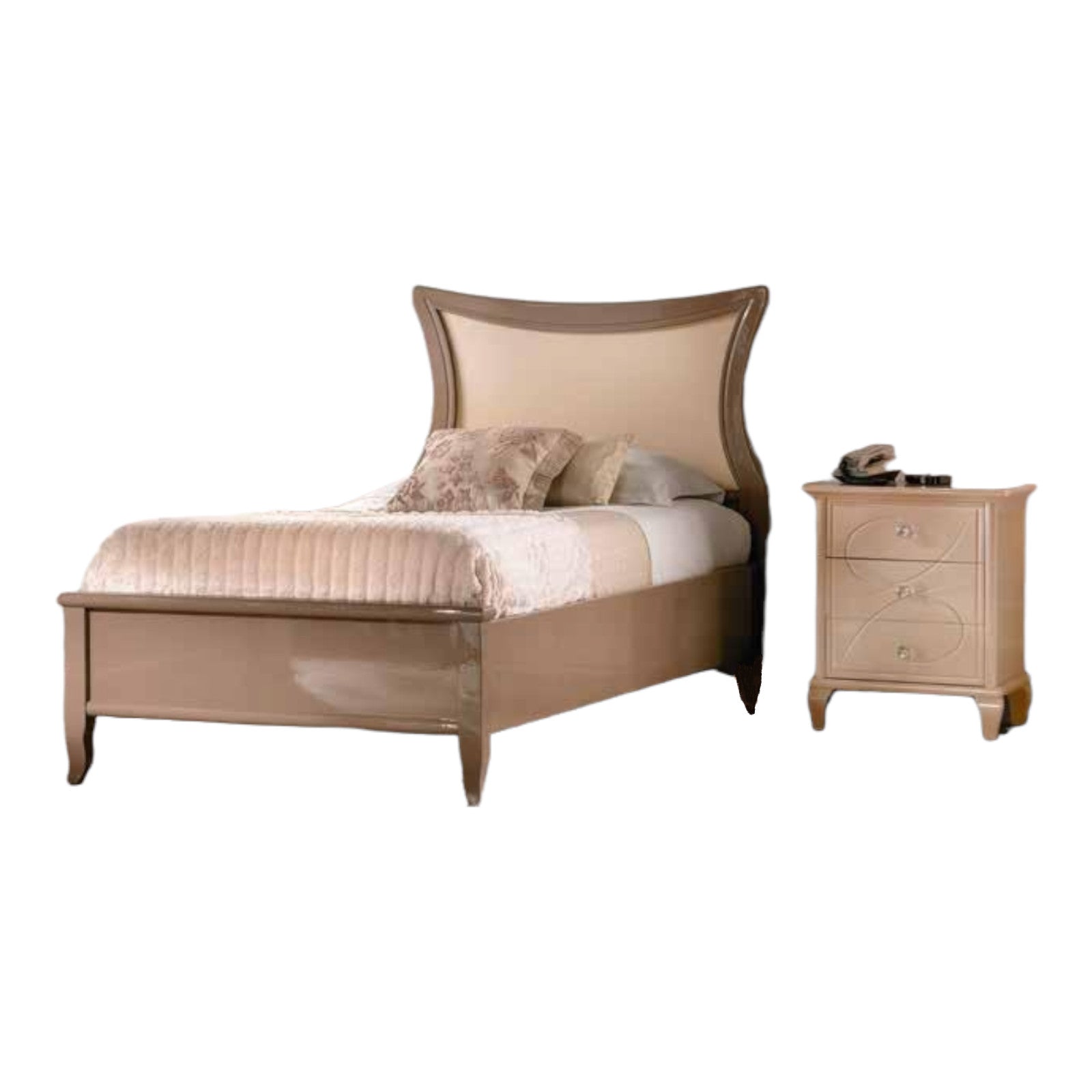 Letto sagomato singolo tortora in legno