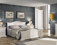 Letto matrimoniale sagomato shabby chic bianco legno massello