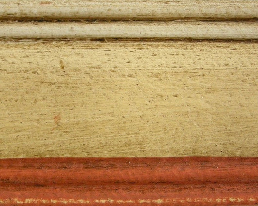 Letto sagomato matrimoniale avorio antico filo rosso in legno