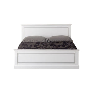 Letto matrimoniale shabby chic bianco legno massello