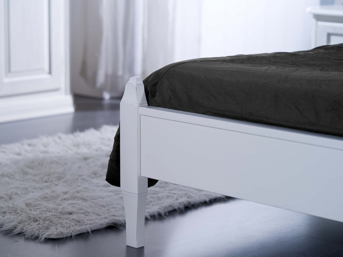 Letto matrimoniale shabby chic bianco legno massello 178x210x106 (2234) - Mobili 2G