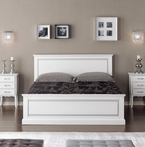 Letto matrimoniale shabby chic bianco legno massello