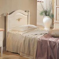 Letto sagomato singolo  bianco filo rosa in legno