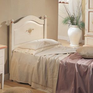 Letto sagomato singolo  bianco filo rosa in legno