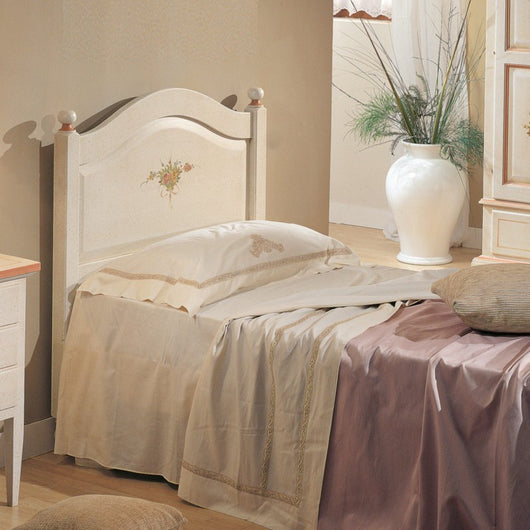 Letto sagomato singolo  bianco filo rosa in legno