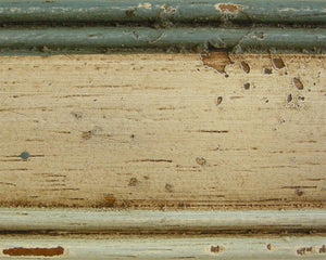 Letto  dritto matrimoniale avorio antico filo azzurro in legno (1432) - Mobili 2G