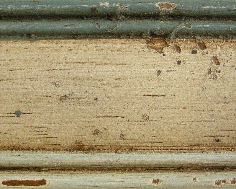 Letto  dritto matrimoniale avorio antico filo azzurro in legno (1432) - Mobili 2G