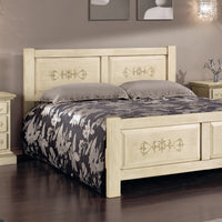 Letto  dritto matrimoniale avorio antico/verde in legno 173x209x107 (1472) - Mobili 2G
