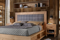 Letto cortina matrimoniale in legno massello di abete con vani laterali