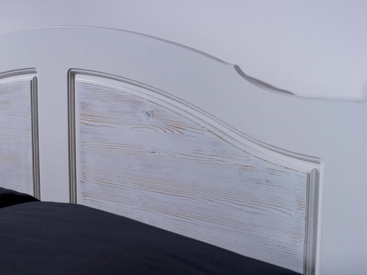 Letto matrimoniale shabby chic bianco legno massello 178x210x106 (2234) - Mobili 2G