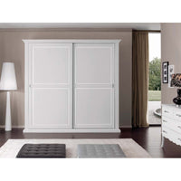 Letto matrimoniale shabby chic bianco legno massello